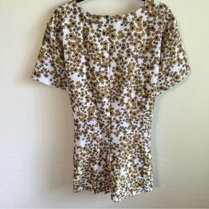LANE BRYANT. yellow floral short sleeve belted blouse